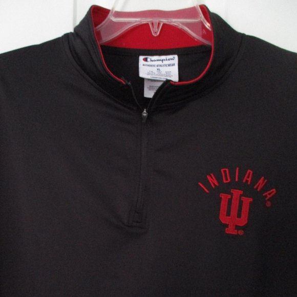 Champion Mens L/S Indiana U. Hoosiers Black Stretch 1/4 Zip Windbreaker NWOT- XL - Picture 1 of 3
